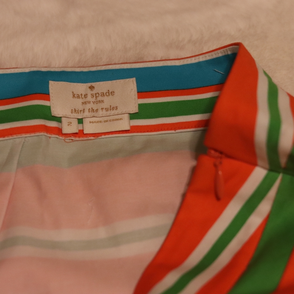 Kate Spade | NEW colorful stripe A-line mini skirt - Picture 3 of 7